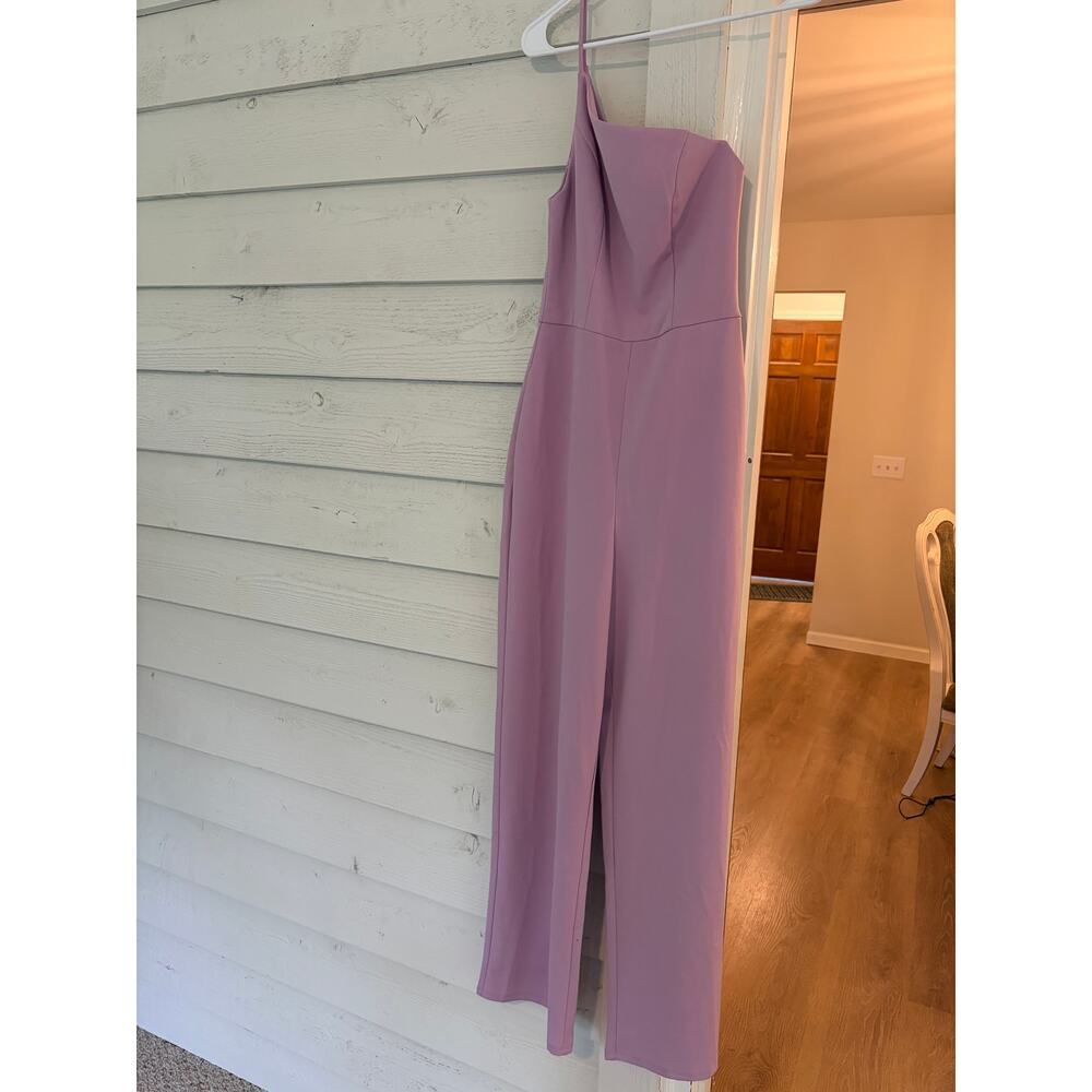Crystal Sky Lavender One Shoulder Jumpsuit Size Small Elegant Wide Leg Formal - Picture 2 of 5
